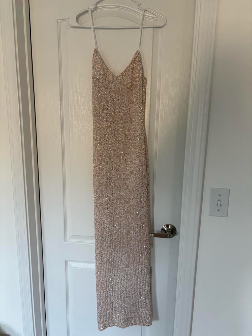 bec + bridge Sequin Slip Maxi Dress in Champagne Blush